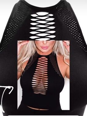 Black Hollow Out Brami Top